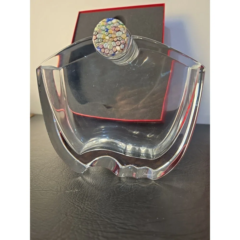 Baccarat Crystal Oceanie Vase Millefiori Cylindrical Stopper Flower Vase